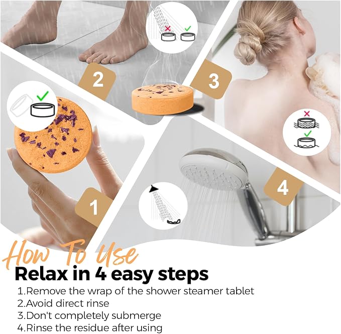 SWCANDY Shower Steamers Aromatherapy Birthday Gifts for Women Travel Essentials, 8 Pcs Orange, Bath Bombs Shower Bombs with Natural Essential Oils, Relaxation Home SPA