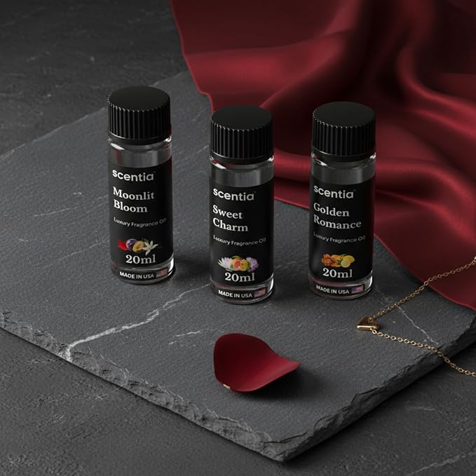 Love Collection Fragrance Oil Set – Essential Oil Blends for Diffusers, Candles & Soaps – Jasmine, Rose, Citrus, Amber & Musk – Phthalate-Free – Gift Set 3×20 ml (2.03 fl oz)