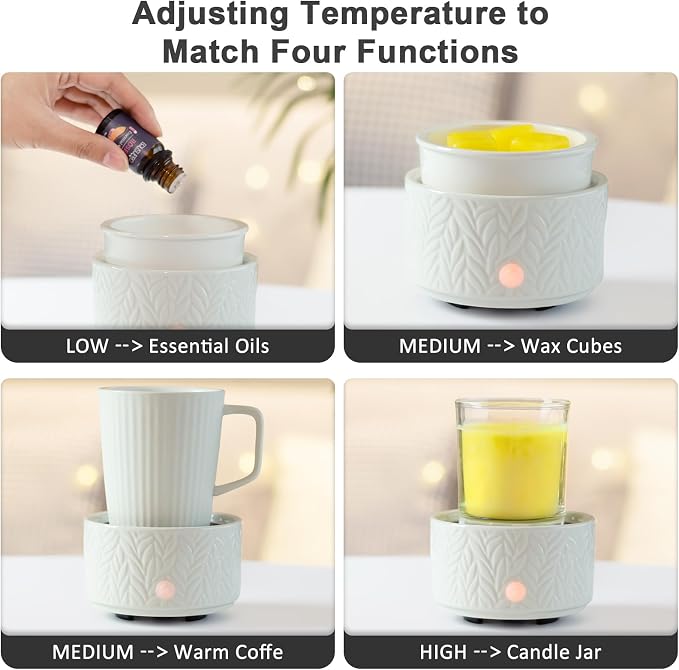 Wax Melt Warmer with Timer- 3-in-1 Wax Melter Burner, Fragrance Warmer for Scented Candles, Tarts, Essential Oils to Freshen Home Office, with Auto Shut Off and Temperature Adjustment, Gift & Décor
