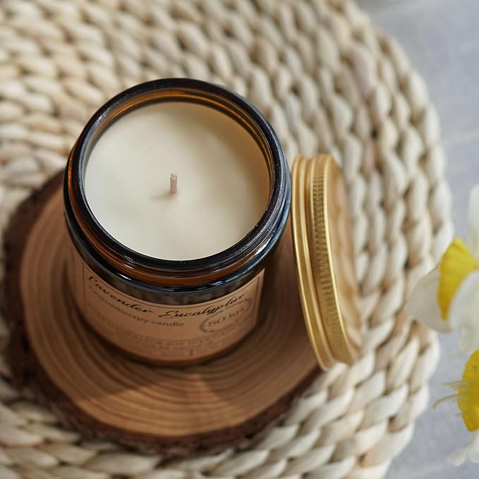 Lavender Eucalyptus Candles for Home Scented - 8oz Aromatherapy Candles for Relaxation Anxiety Stress Relief Non Toxic, Calming Candles Gifts for Women Soothing Relaxing Bath Yoga Meditation