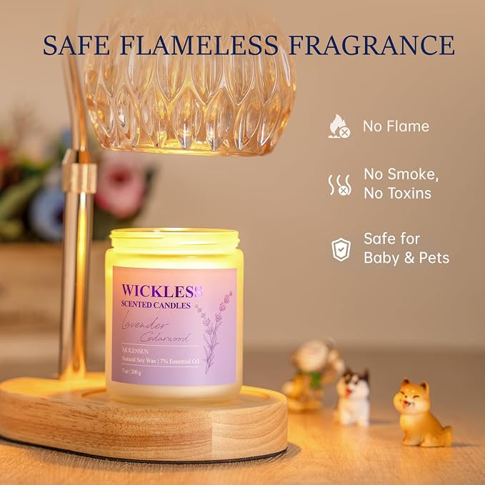 Lavender Cedarwood Wickless Candle for Candle Warmer Lamp with 10ml Essential Oil for Custom Aroma, Flameless Non-Toxic Soy Scented Candle for Home, Mother's Day or Birthday Gift for Women & Men