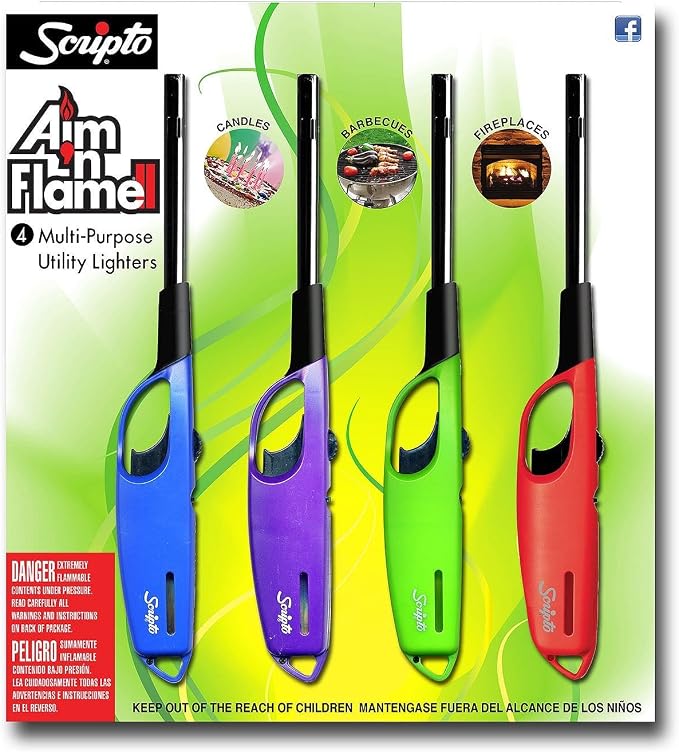 Scripto AIM 'N Flame Multi-Purpose Lighters, Pack of 4