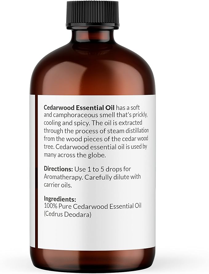 NaturoBliss Cedarwood Essential Oil – Huge 4 Fl Oz – 100% Pure and Natural – Premium Grade Essential Oil for Diffuser and Aromatherapy, Skin, Massage, Candle and Soap Making Fragrance