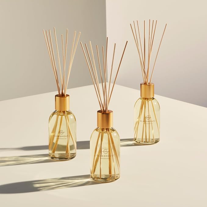 Glasshouse Fragrance Sunkissed in Bermuda Reed Diffuser, Home Fragrance & Perfume Scented Room DÈcor, Natural & Oil Free, Tangelo & Geranium 8.4.fl.oz (250mL)