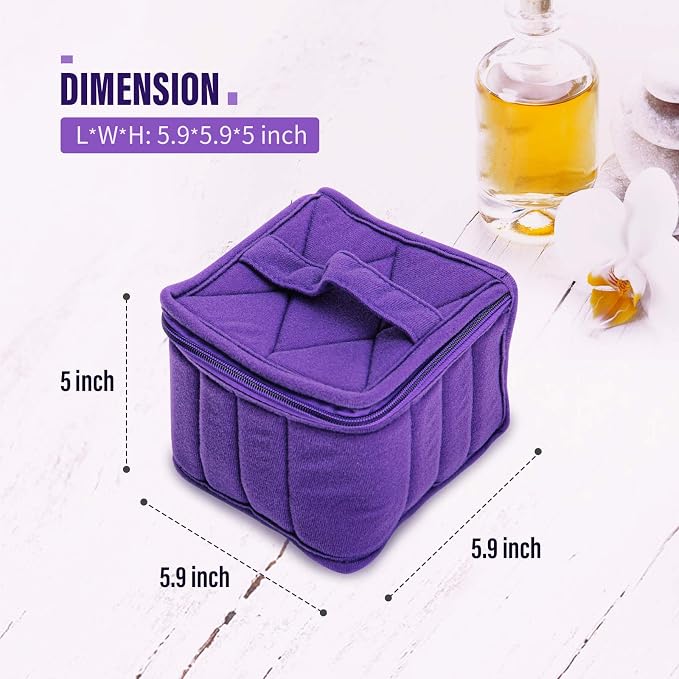 Weljoy Essential Oil Case 13 Bottle Organizer for 30ml 50ml 100ml 115ml 8oz, Travel Bag with Adjustable Dividers Foam Padded for Aromatherapy Roller Dropper Bottles (Purple, 5.9x5.9x5 in) | 30ml 50ml 100ml 115ml 8oz bottles, adjustable foam padded divi...