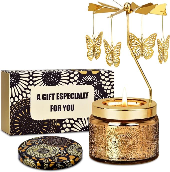 Nialnant Butterfly Candle Gifts for Women,Birthday Gifts for Mom Wife Sister Daughter Girlfriend Colleagues Friends, Rotatable Scented Candles Gift for Anniversary Mothers Day