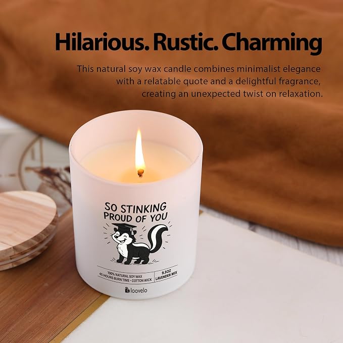 So Stinking Proud of You Graduation Gifts for Him Her College Masteral High School Students PhD Congratulations Gifts Scented Candle Home Office Jar Candles Sage Lavender Scent Soy Wax 9.5 oz
