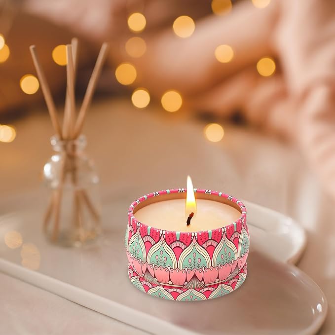 Scented Candles Gift Set, 3 Pack Candles for Home Scented, Long Lasting Soy Wax Aromatherapy Candle Set, Gifts for Women with Gift Box, Baby Shower Prizes (Rose.Vanilla.Orange)