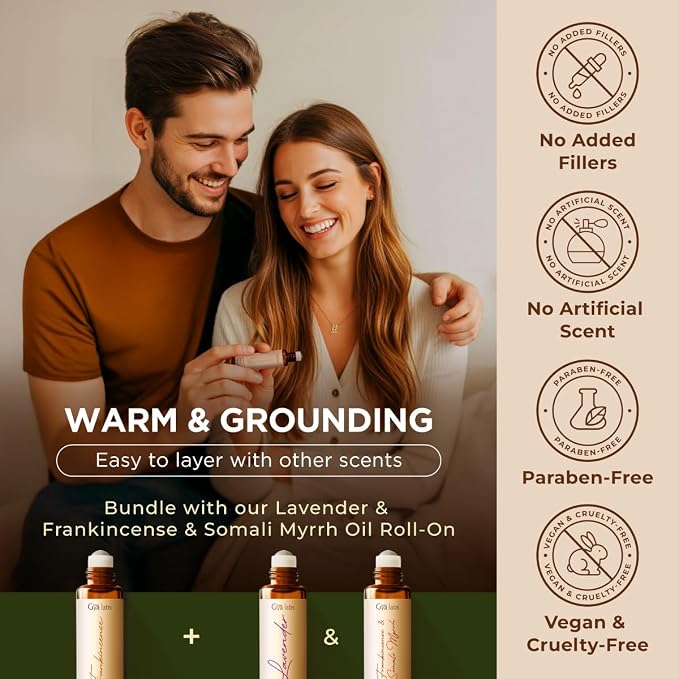 Gya Labs Frankincense Essential Oil Roll On - 0.34 Fl Oz - Travel Size Roller for Camping, Skin, Aromatherapy Relief, Convenience