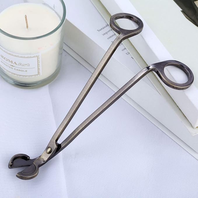 MUXSAM Candle Wick Trimmer, Wick Cutter, Steel Candle Scissor, Wick Clipper, Candle Shear Candle Care Tool for Scented Candle Lovers Gifts, Safely Remove Cut Wick Reduce Soot, Bronze