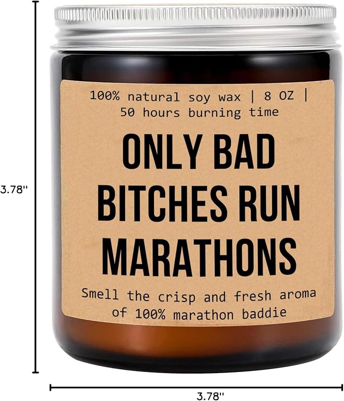 Only Bad Bitches Run Marathons Candle - Gift for Marathon Runner - Marathon Gift Candle - Marathon Girl Gift - Gift for Him Her