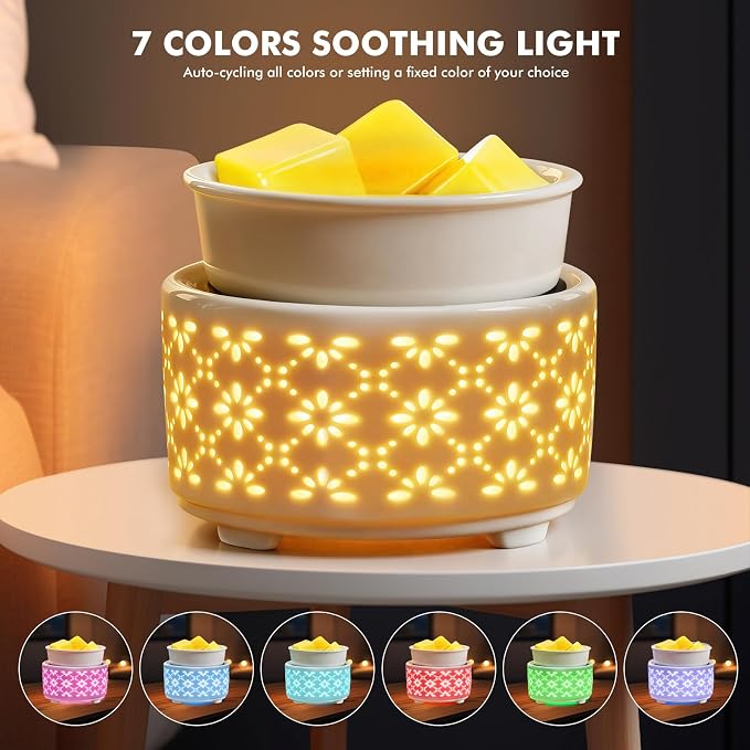 EQUSUPRO Wax Melt Warmer for Scented Wax Melts- Electric 4 in-1 Ceramic Candle Wax Warmer Burner Fragrance Wax Melter for Home Office Bedroom Living Room Decor & Gifts for Women
