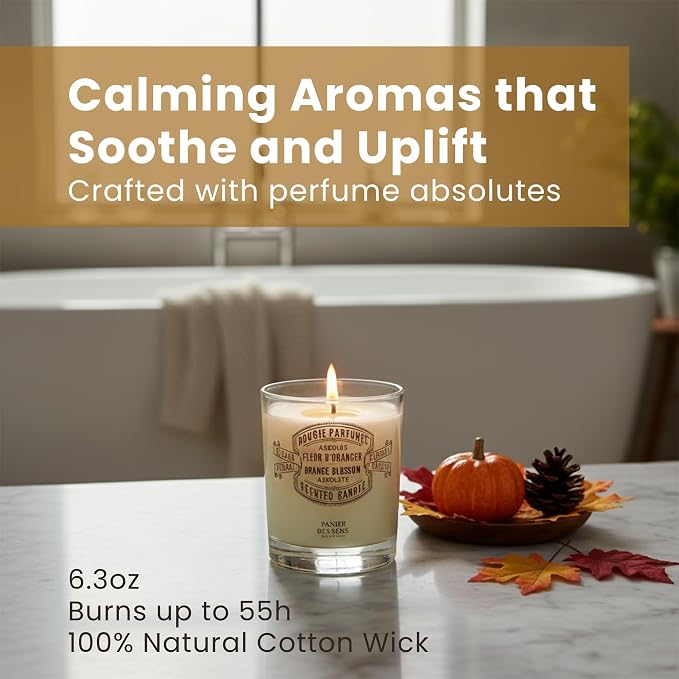 Panier des Sens Rose Geranium Candle - Hand-Poured in Provence, France - Long Lasting Scented Candles - up to 55 Hours Burn Time - Rose Geranium Scented Candle - 100% Natural Cotton Wick - 6.3 oz