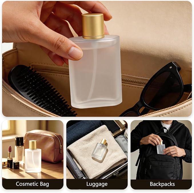 100ml 3.4oz Frosted Glass Spray Bottle | For Essential Oils & Perfume, Empty Refillable Atomizer, Fine Mist, Includes Makeup Funnel, 3ml Dropper & Gift Bag