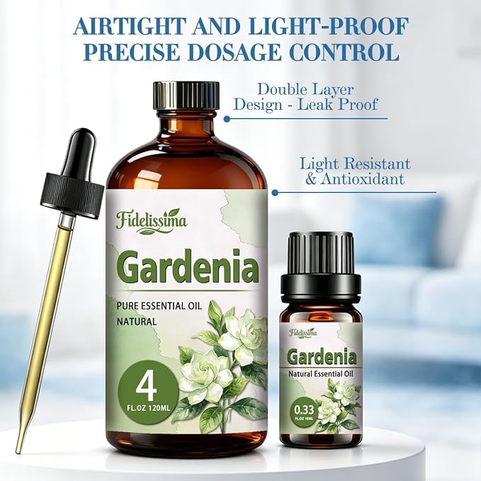 Fidelissima Natural Essential Oil Set,5 Scents Gift Kit –Coconut,Gardenia,Sandalwood,Geranium,Vanillaa,Fragrance Oil for Diffuser,Candle Soap Making,Personal Care with Glass Dropper