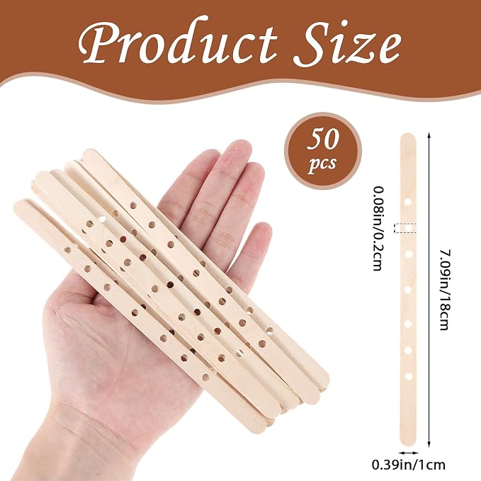 Gjinxi Wooden Candle Wick Holders 50 Pcs Multiwick Centering Device Holders Supplies Crafting Making Candle Wicks Bars Wax Stick Clips Center Tool for DIY Material Package Mold