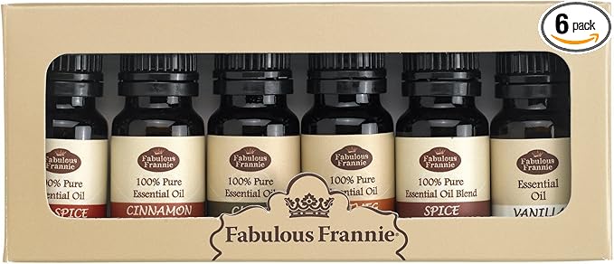 Fabulous Frannie 100% Pure Essential Oil Fall Set - Allspice, Cinnamon, Clove, Nutmeg, Vanilla and Spice Blend .33 Ounce (Pack of 6)
