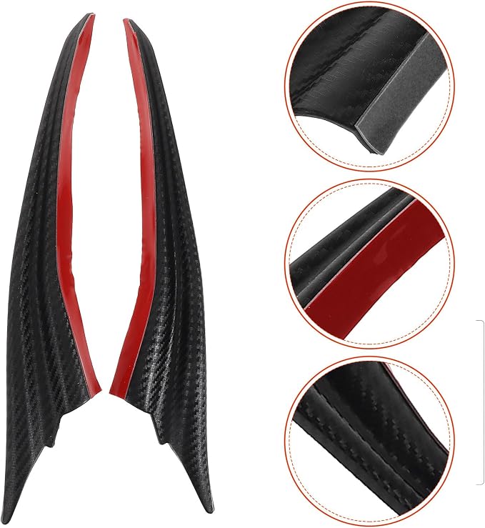2 Pairs Car Spoiler Canards Kit General Front Bumper Lip Splitter Diffuser Made of Sturdy Abs Material Black Tone Adhesive Exterior Car Accessories and Modification