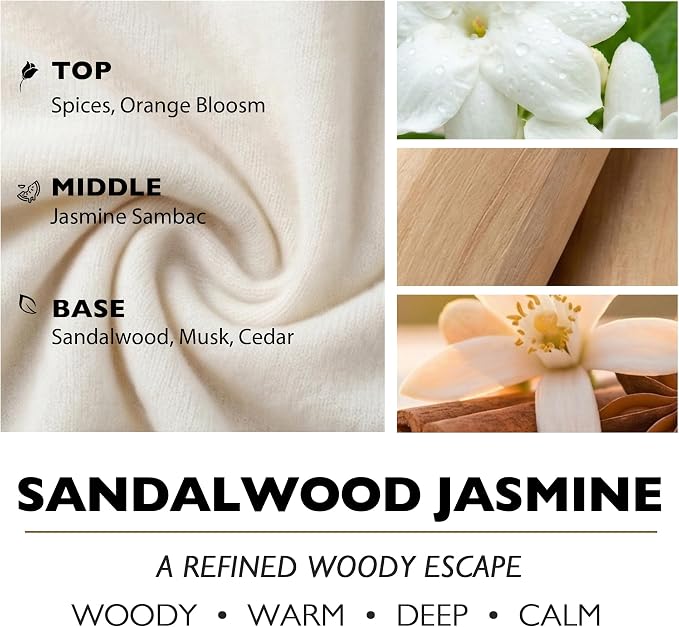 4EVER Scented Candles | 4-Wick 18oz Soy Wax Candle | Up to 50Hrs Clean Burn | Aromatherapy Candles for Home Scented | Gifts for Women & Mom, Sandalwood Jasmine