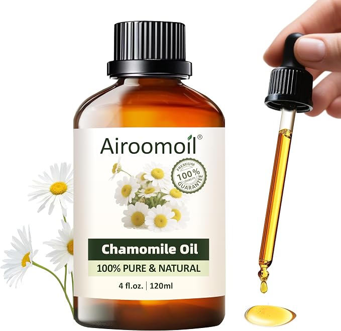Chamomile Essential Oil 4 fl oz – 100% Pure Roman Chamomile, Gentle Apple-Like Floral Aroma for Diffuser, Bedroom, Evening Routine, DIY Soap & Candle Making – Large Size