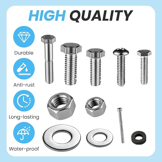 Pool Pump Bolt Kit for Pentair Whisperflo & Intelliflo - Complete Stainless Steel Hardware Set, Includes Motor Bolts,Foot and Insert Bolt, Nuts, Diffuser Screws, Seal Plate Bolts & Washers