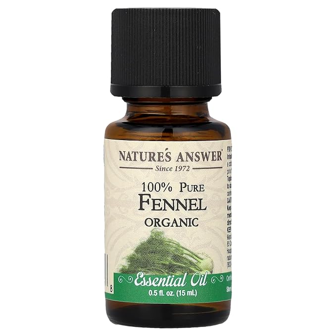 Nature’s Answer USDA Organic Sweet Fennel Essential Oil, 100% Pure, Natural Aromatherapy Oil for Diffuser/Humidifier, Steam Distilled 0.5 fl oz. (15ml), Made in USA