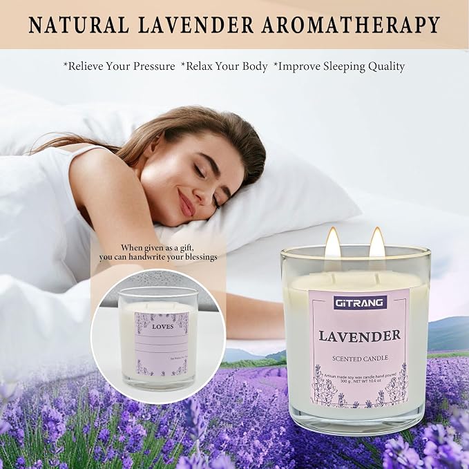 1 Pack Lavender Scented Soy Wax Candle, 10.6 oz Natural Aromatherapy for Home, Relaxation Gift for Women Men, Long Lasting 80-90 Hours for Bedroom Yoga Office Spa Decor