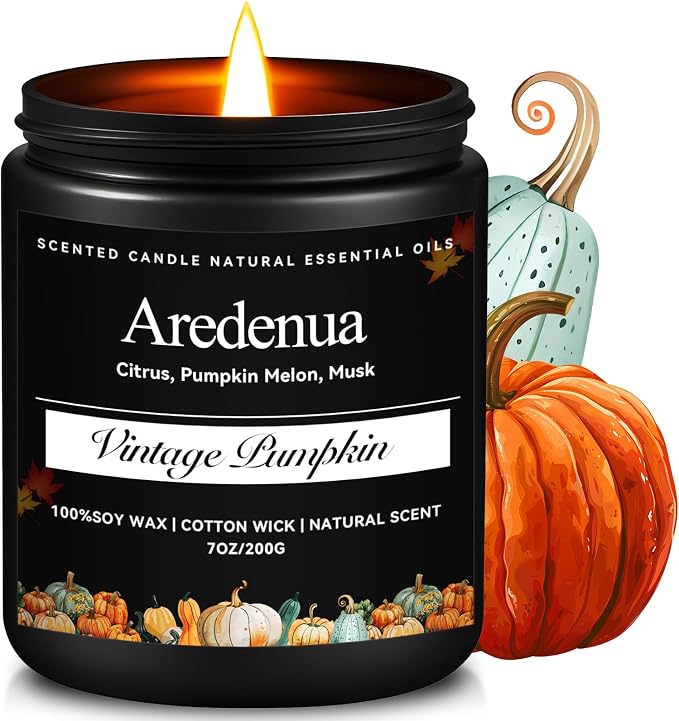Vintage Pumpkin Candle – Warm Holiday Pumpkin Scent, Cozy Christmas Winter Seasonal Candles for Home, Hand-Poured Soy Candles for Christmas Décor & Cozy Gifting
