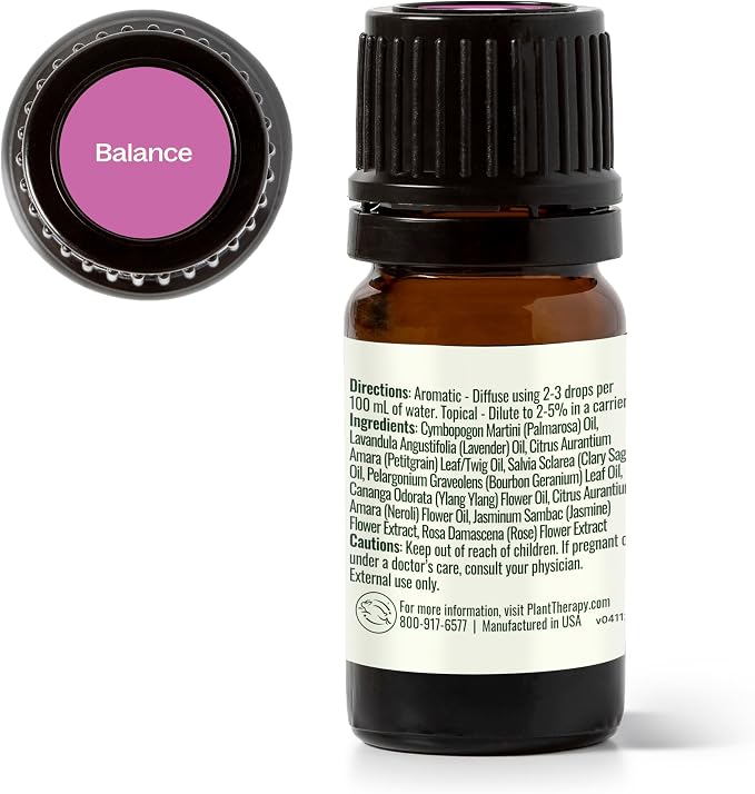 Plant Therapy Balance Essential Oil Blend 5 mL (1/6 oz) 100% Pure, Undiluted, for Women’s Health and Emotional Support