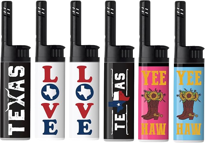 BIC EZ Reach Candle Lighter, The Ultimate Lighter with Wand for Candles, Colorado, Assorted Designs, 6 Count Pack of Lighters (Texas)