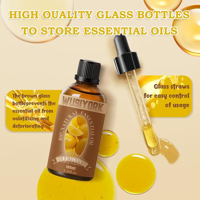 Lemon Essential Oil 100ML - 100% Pure and Natural Therapeutic Grade Oils for Aromatherapy Diffuser - 3.4 Fl Oz/Lemon