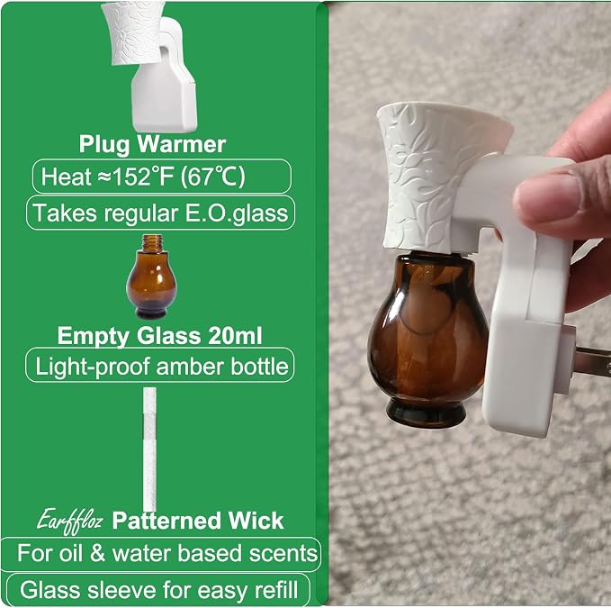 Blank Plug in Air Freshener Polarized Wall Plug Oil Diffuser for DIY Characteristic Home Scent from Natural Essential Oil, EO+Water, Fragrance Refill (White 4 Sets)
