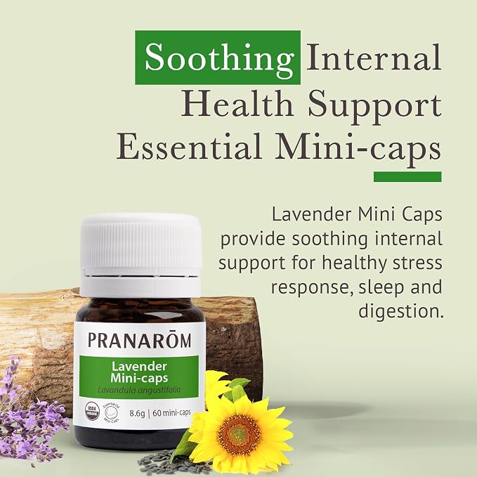 Pranarom - Aromaforce Lavender Mini-Caps 60ct - Relaxation Therapy - Promotes Restful Sleep - Contains Organic Lavender Essential Oil