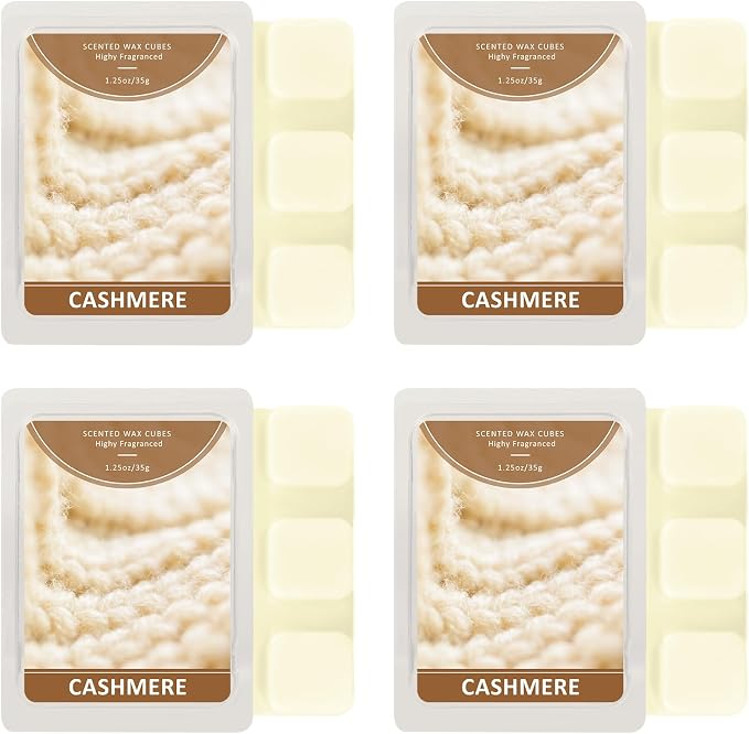 SCENTORINI Wax Melts, Cashmere Scent Wax Cubes 4 Pack, Summer Scent Soy Wax for Wax Warmer, Candle Making, Christmas Decoration and Home Fragrance