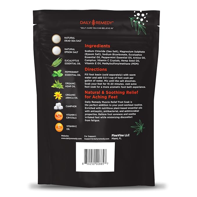 Muscle Relief Foot Soak with Epsom Salt, Made in USA, Soothe Tired Feet, Softens Calluses and Helps Athletes Foot 1lbs