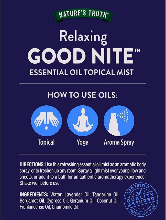 Nature's Truth Good Nite Essential Oil Topical Mist, Calming Blend, Yoga, & Aroma Spray, 2.4 FL OZ - 3 Pack