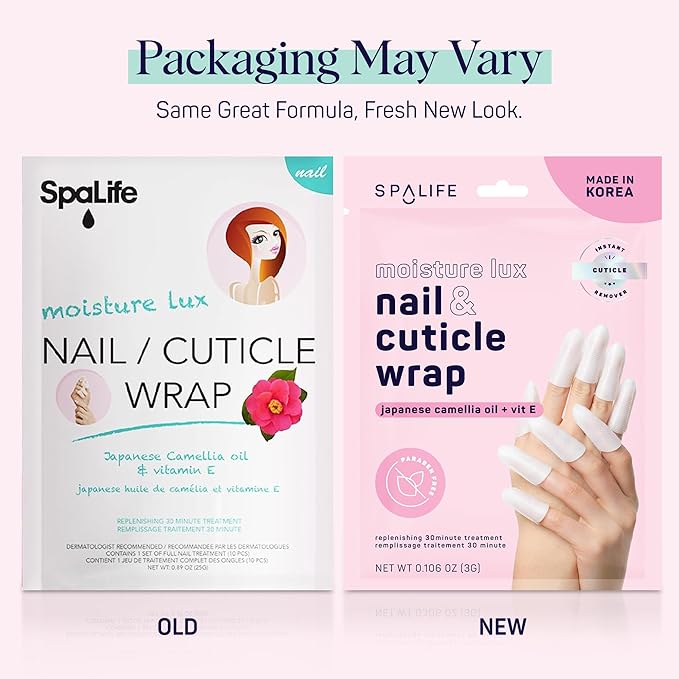 SpaLife Japanese Camellia Oil & Vitamin E Nail Cuticle Wrap 6-Pack (60 Count) - Moisturizing Masks, Dermatologist Recommended, Hydrating Cuticle Repair Mask for Brittle Nails, Spa Treatment