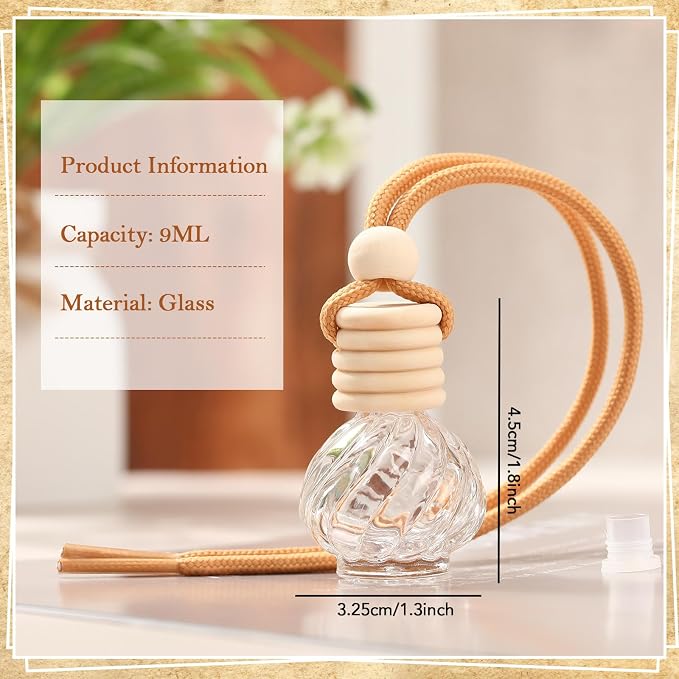 Rtteri 50 Pcs Car Air Fresheners Diffuser for Essential Oil Empty Hanging Bottle Glass Bottles Refillable Perfume Pendant Aromatherapy Fragrance Ornament Decor(Classic Style)
