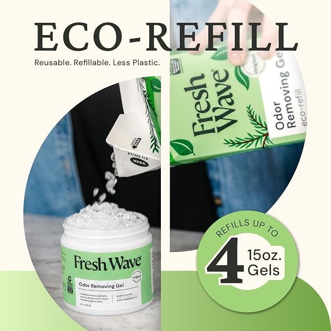 Fresh Wave Odor Removing Gel, 15 oz. - Odor Absorbers for Home, Safer Odor Relief, Natural Plant-Based Odor Eliminator, Every 15 oz. lasts 30-60 Days, For Cooking, Trash & Pets