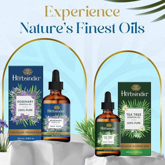 Herbsindia Rosemary Essential Oil for Hair - Huge 3.3 Fl Oz - 100% Pure - Premium Grade with Glass Dropper, Undiluted, Non-GMO