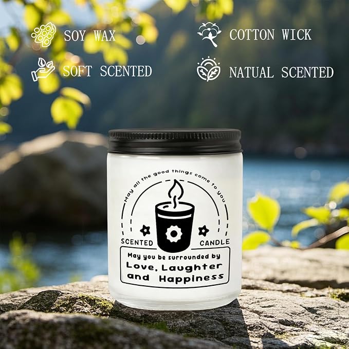 Scented Candles - Lavender Eucalyptus Candles for Home Scented, 7oz Soy Wax Aromatherapy Candle, Calming Candle, Inspirational Gifts for Women & Men