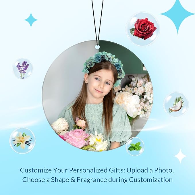 Custom Air Fresheners with Picture for Car | Personalized Photo Gifts; Double-Sided Print; Hanging Ornament; Scent Choice Available; Round Shape