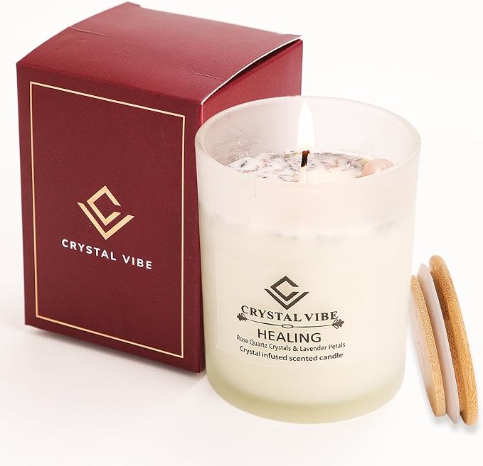 Crystal Vibes Scented Candle for Aromatherapy & Meditation | Long-Lasting Fragrance | Relaxing Home Décor | Stress Relief & Calm Ambience