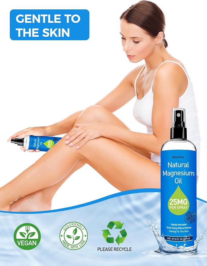 Stilip Magnesium Spray, Pure Magnesium Oil Spray for Feet,Ideal Gift for Muscle Relaxation&Better Sleep,Rapid Absorption,Quick Drying Without Residue-Unflavored.