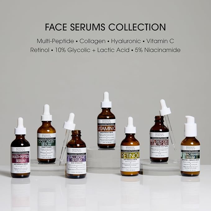 Advanced Clinicals Retinol Serum For Face + Hyaluronic Acid Moisturizer + Vitamin C Serum 3PC Skincare Set For Women & Men | Anti Aging Serums For Brightening, Firming, & Hydrating | 1.75 Fl Oz, 3pc