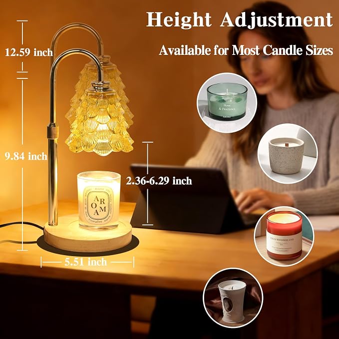 GEEZO Fragrance Candle Warmer Lamp，Electric Candle Warmer with Timer & Dimmer，Mom Christmas Birthday Gifts for Women, House Warming Gifts New Home Bedroom Decor