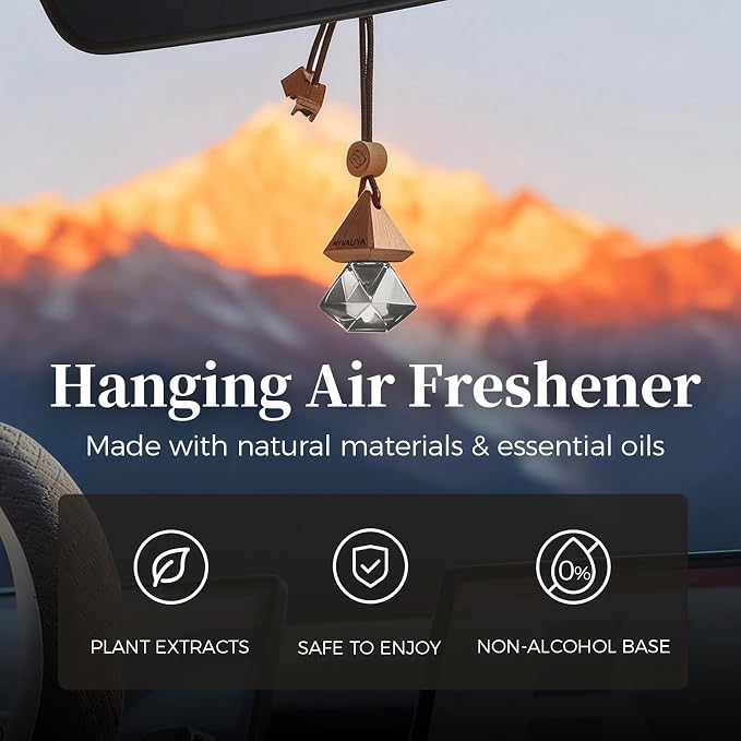 Car Air Freshener Hanging Diffuser with Natural Essential Oil, Ebony Agarwood Scent Car Fresheners, Long Lasting Car Smell Air Fresheners, Car Air Fresheners for Women & Men (Ebony Agarwood)