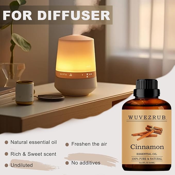 Cinnamon Essential Oil - 240ML Pure, Natural for Aromatherapy Diffuser - 8 Fl Oz
