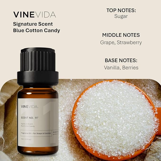 VINEVIDA [0.33oz] Blue Cotton Candy Fragrance Oil - USA Scents for Candle & Soap Making
