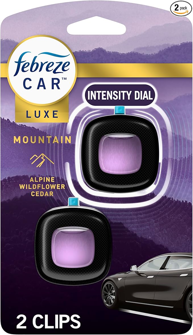 Febreze Car Mountain Scent Air Freshener Vent Clip, .07 oz, 2 Count
